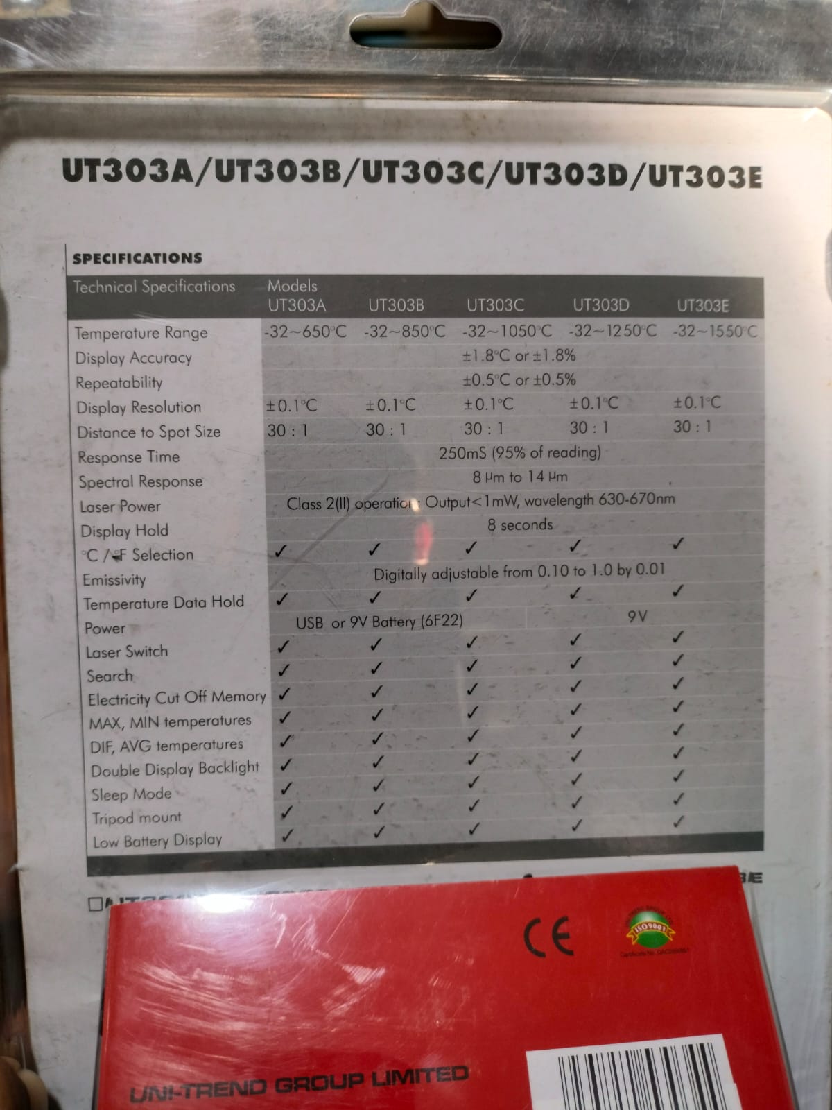 Uni-T UT303D IR Thermal Gun (-32℃ to 1250℃) Infrared Thermometers Unity